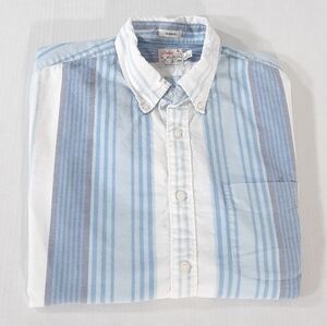 J Crew Short Sleeve Striped Organic Cotton The Broken-In Oxford Shirt